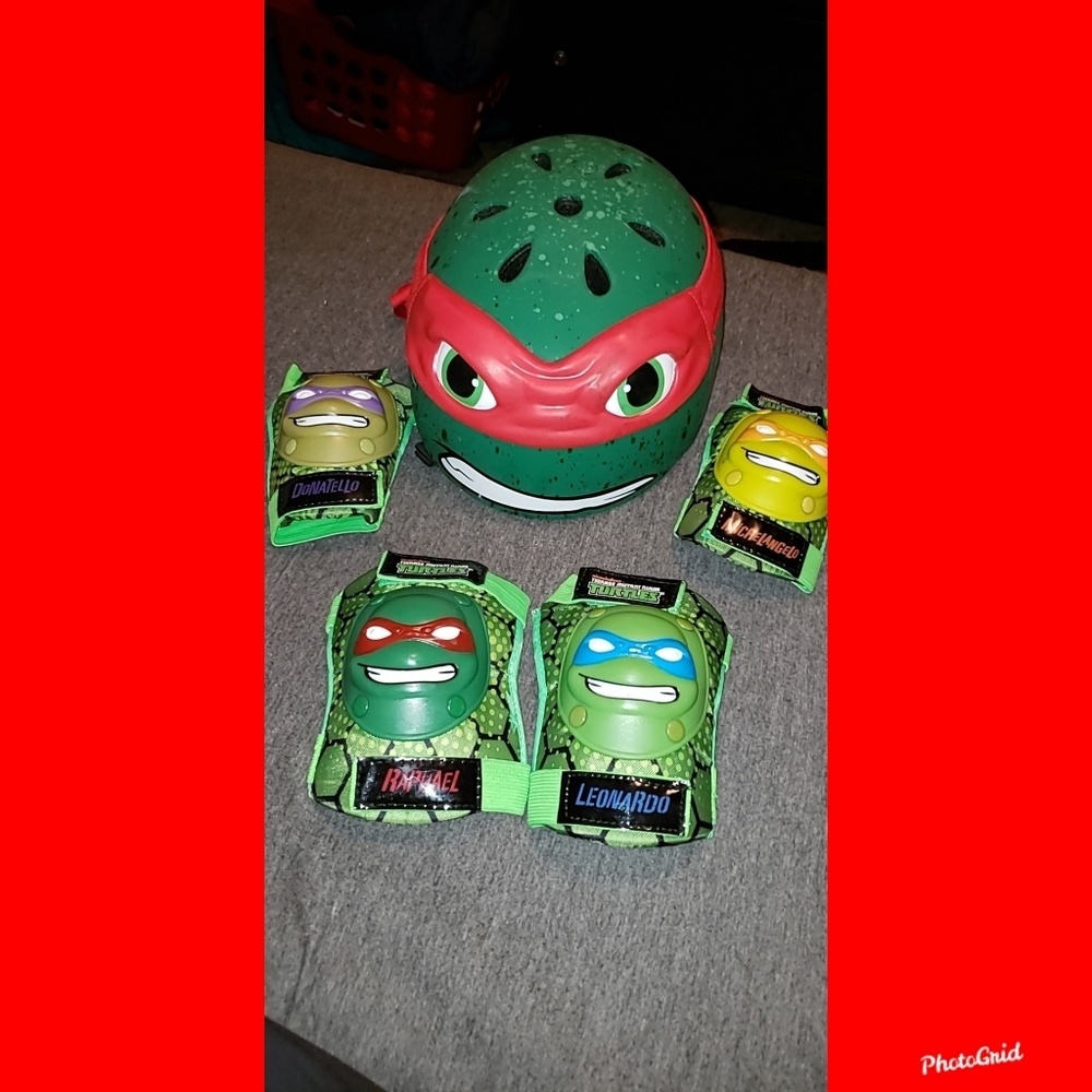Boy's helmet, knee and elbow pads